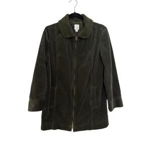 J. Jill Heritage Tumbled Cord Coat Womens Small Olive Green Sherpa Corduroy